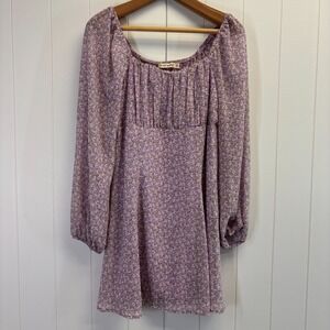 Womens Cottage Milkmaid Baby Doll Floral Dress Size L Feminine Romantic Flowy